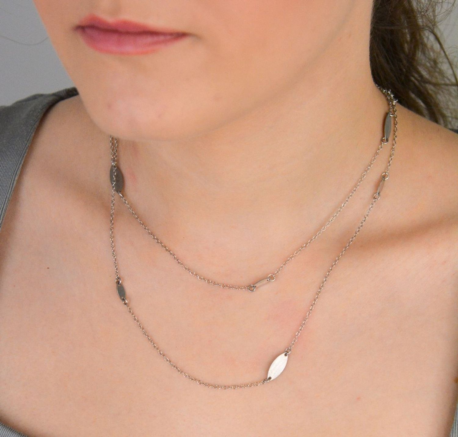 Długi srebrny naszyjnik damski 925 z blaszkami BGNZ0052 80 Długi naszyjnik srebrny podwójny ✓Srebrne Naszyjnik Damskie w Sklepie z Biżuterią zegarki-diament.pl✓ 1.jpg